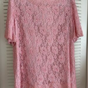 Vintage Pink Beaded Lace Blouse